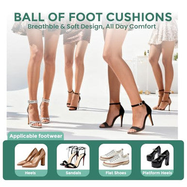 Welnove Gel Ball Of Foot Cushions - Welnove Metatarsal Pads Women Non-Slip Forefoot Cushion Shoes Inserts For Foot Pain Relief Comfort Shock Absorption & All-Day Wear In Sandals High Heels Flats 4 Pairs