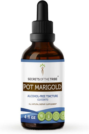 Secrets of the Tribe Pot Marigold Alcohol-Free Tincture (Glycerite) 652 mg Pot Marigold (Calendula, Calendula Officinalis) Dried Flower (4 Fl Oz) Digestive Support Supplement