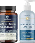Nobi Nutrition Magnesium Lotion And Magnesium Glycinate Supplement Full Body Magnesium Support For Body And Mind With 8 Fl Oz Topical Magnesium Plus 400Mg Magnesium Glycinate Pills