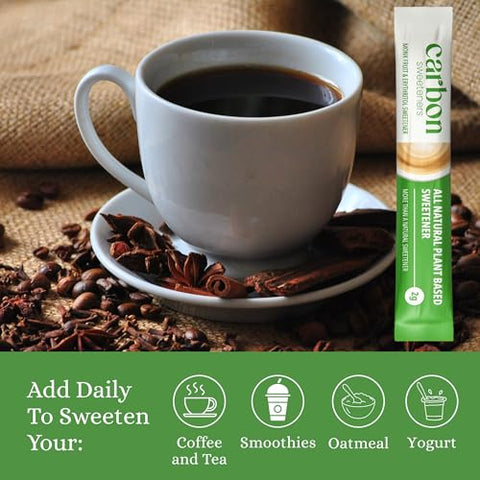 Carbon Sweeteners Monk Fruit Sweetener With Erythritol, White Sugar Substitute From Monk Fruit Extract, Classic White Sugar Replacement for Baking, Coffee & Tea, Gluten Free, Low Carb, Non GMO, Keto, 60 Count (Pack of 1)