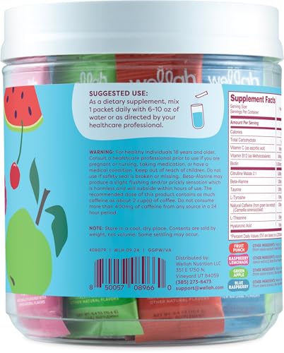 Wellah Get-Going Pre-Workout Variety Pack (20 Stick Packs) - 200Mg Natural Caffeine Stevia-Sweetened With Citrulline Malate And L-Theanine & 1000Mg Of Beta-Alanine