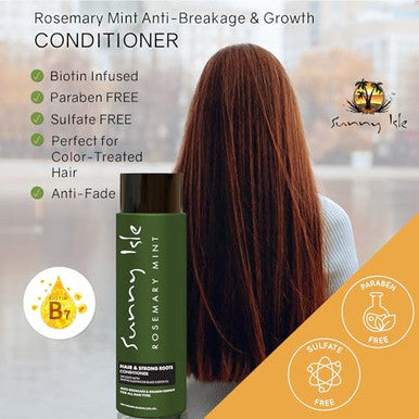 Sunny Isle Rosemary Mint Hair & Strong Roots Conditioner 12Oz Anti-Breakage & Growth Formula Infused With Biotin & Jamaican Black Castor Oil All Hair Types