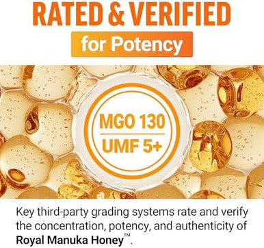 Force Factor Royal Manuka Honey Pure Zealand Manuka Support Immune Health Digestion & Energy Mgo 130 Umf 5+ Sustainably Sourced Honeylemon 60 Soft Chews