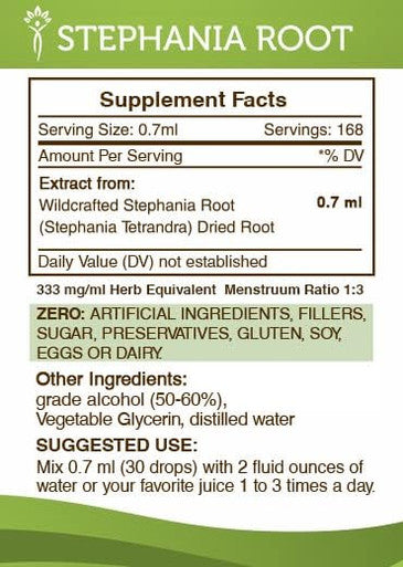 Secrets of the Tribe Stephania Root Alcohol Extract, High-Potency Herbal Drops, Tincture Made from Wildcrafted Stephania Root (Stephania Tetrandra) Dried Root 4 oz