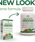 Country Farms Super Greens Vegicaps 32 Super Foods Whole Food Supplement Greens Fruit Vegetables Mushrooms & Probiotics Rich In Antioxidants & Phytonutrients 60 Count 30 Servings