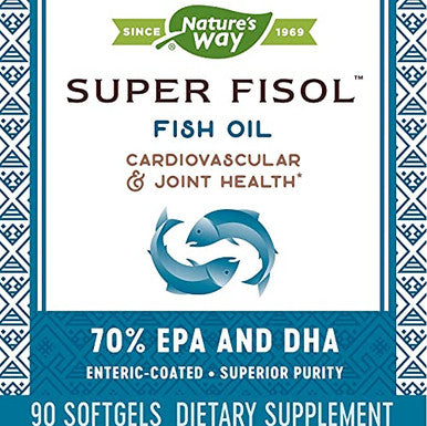 Nature's Way Super Fisol 70% EPA & DHA Enteric-Coated Fish Oil, No Fishy Burp-Back, 90 Count
