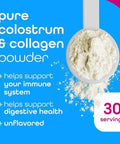 Zena Nutrition Pure Bovine Colostrum & Collagen Powder Supplement for Gut Health Immune Support Digestion Hair Skin & Nails Unflavored Gluten & Sugar Free 30 Servings