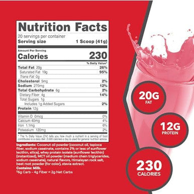 Ketologic Keto Meal Shake Powder For Optimal Results + Mct Oil + Grassfed Whey Perfectly Formulated Macros For Ketosis 20 Servings Chocolate