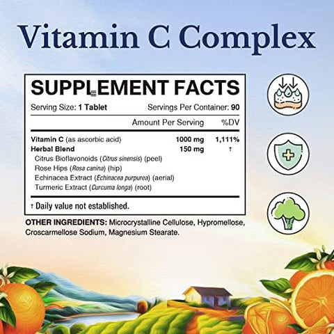 Vitalitown Vitamin D3 K2 Supplement and Vitamin C Complex 1000mg