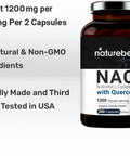 2 Pack NAcetylCysteine NAC 1200mg Per Serving 200 Capsules NAC 600mg with Quercetin Per Capsule Double Strength NAC Supplements Support Liver Lung Health NonGMO No Gluten
