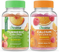 Lifeable Turmeric Curcumin + Calcium With Vitamin D Gummies Bundle Great Tasting Vitamin Supplement Gluten Gmo Chewable Gummy