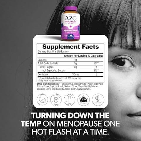 Azo Daytime 30 Count & Nighttime 30 Count Menopause Gummy Bundle For 24 Hour Support Of Menopause Symptoms Hot Flashes Night Sweats & Sleeplessness