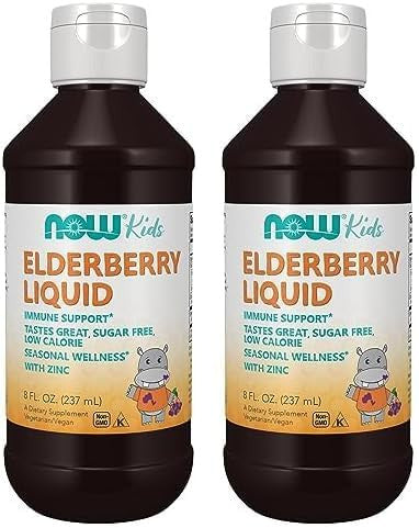 Now Supplements Liquid Elderberry For Kids With Zinc And Astragalus Immune Support 8Ounce Packaging May Vary