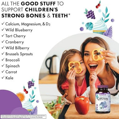 Bluebonnet Super Earth Rainforest Animalz Calcium Magnesium And Vitamin D3 Chews Natural Vanilla Frosting White 90 Count