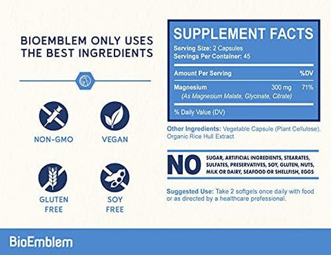 BioEmblem Triple Magnesium Complex and Joint Support for Enhanced Joint Health Vegan NonGMO