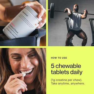 Momentous Creatine Chews - Creatine Monohydrate - Supports Strength Lean Muscle & Recovery for Men & Women - NSF Certified for Sport - 150 Chewable Tablets