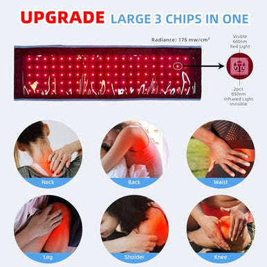 Feangli Red Light Therapy Infrared Light Therapy Belt For Body Waist Back Shoulder Leg Knee Muscle Relief Led 660Nm 850Nm Wearable Large Red Light Belt With Timer Remote Ideal For Woman Man