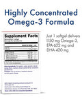 WHC UnoCardio X2 Fish Oil Triglyceride Omega 3 Fatty acids 1270 mg Fish Oil Supplement 622 mg EPA 420 mg DHA Total 1150 mg of Omega 3 per Serving Natural Orange 60 softgels