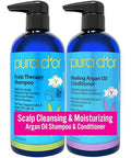 Pura D'Or Scalp Therapy Shampoo & Conditioner Set (16Oz X 2) Dry Itchy Scalp-Hydrates & Nourishes Hair W/Tea Tree Peppermint Argan Oil & Biotin All Hair Type Men Women (Packaging Varies)