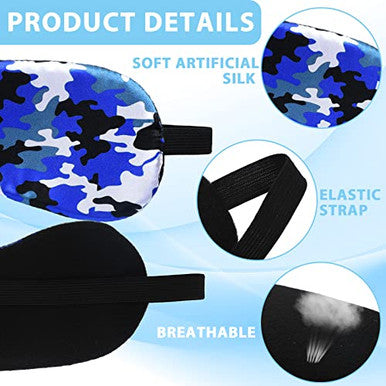 Eurzom Camo Sleep Mask Soft Sleeping Eye Masks For Comfortable Artificial Silk Sleeping With Elastic Straps For Blocking Light For Men Women 4 Colors 4 Pieces