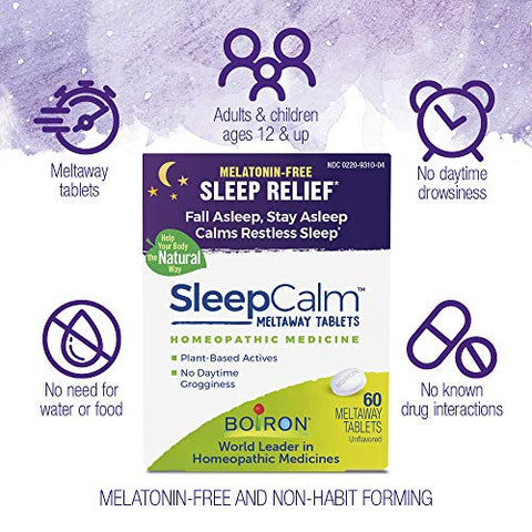 Boiron Sleepcalm Sleep Aid For Deep Relaxing Restful Nighttime Sleep - Melatonin-Free And Non Habit-Forming - Dissolvable Tablets 180 Count