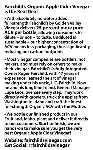Fairchild's Organic Raw and Unfiltered Apple Cider Vinegar 32 FL - Two Pack