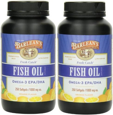 Barlean'S Fresh Catch Fish Oil 250 Softgels 1000 Mg Orange Flavored Pack Of 2