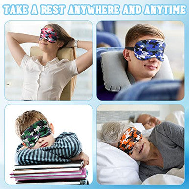 Eurzom Camo Sleep Mask Soft Sleeping Eye Masks For Comfortable Artificial Silk Sleeping With Elastic Straps For Blocking Light For Men Women 4 Colors 4 Pieces