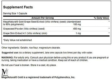 Swanson Grape Seed Extract with Meganatural Gold 60 Caps 3 Pack