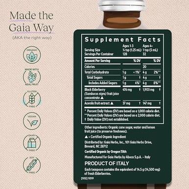 Gaia Herbs Black Elderberry Syrup 5.4 Ounce