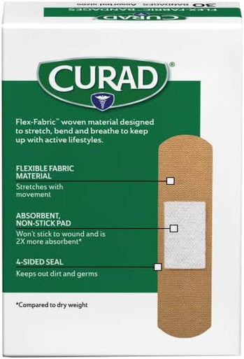 Curad Flex-Fabric Adhesive Bandages Assorted Sizes 30 Count