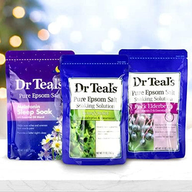 Dr Teal'S Epsom Salt Trio Set (Three 14Oz Bags) Relax & Relief Melatonin Soak & Black Elderberry Give The Of Relaxation Soothe Aches Wtih At Home Spa Kit