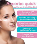 Age Defying SPF 30 Sunscreen Moisturizer Face Cream with Vitamin C, E, & Hyaluronic Acid for Face, Neck, or Body - Fragrance and Oil Free - 3.3 Oz