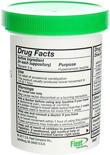 Fleet Laxative Glycerin Suppositories For Adult Constipation 50 Count (2 Pack)