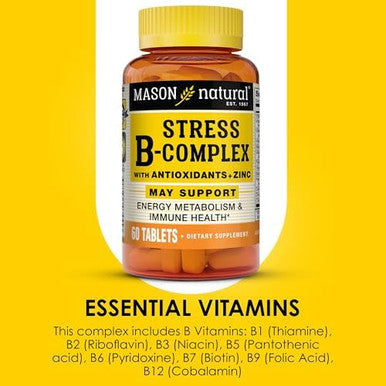 Mason Natural Stress Bcomplex With Antioxidants + Zinc 2 Month Supply Dual Action Formula Supports Immune Health 1 Pack