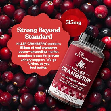 Eu Natural 9-In-1 Killer Cranberry Pills For Women Uti Defense Blend With Clinically Studied Ingredients 9 Extract Urinary Tract Supplement Pine Bark, Propolis, Vitamin D & More 60 Fast-Acting Capsules