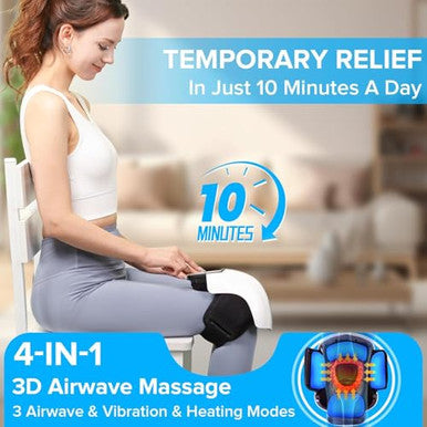 Holloii 4-In-1 Knee Massager Deep Heat Red Light Vibration & 3D Massage Cordless And Portable With Large Led Screen Ideal For Joint Pain Relief & Post-Workout Recovery For Families And Friends