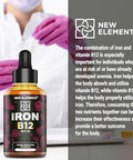 Elements Liquid Iron Supplement For Women & Men With Vitamin B12 5000Mcg - Blood Builder For Anemia - Liquid Vitamin B12 Drops For Adults With Mct Oil, Natural Grape Flavor, 2 Fl Oz