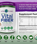 Vital Planet - Vital Fiber Powder Soluble And Insoluble Fiber Supplement With Flax Pea And Hemp Organic Daily Dietary Supplement Supports Gut Digestive Regularity 7.76 Oz