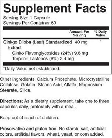 Nature's Blend Ginkgo Biloba By Nature's Blend 60 Caps 40 Mg