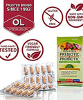 Olympian Labs Complete Prebiotic And Probiotic Supplement 25 Billion Live Shelf Stable Cultures 30 Vegetarian Capsules Helps Restore The Natural Balance Within The Digestive Tract.