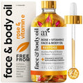 Artnaturals Organic Rose + Vitamin E Face Oil 4.0Oz - For Body & Hair - 100% Natural Moisturize Rejuvenate & Enhance Your Skin - Anti-Aging Moisturizer Facial Oil For Fine Lines Scars & Wrinkles