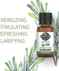 Garden Of Life Essential Oil Rosemary 0.5 Fl Oz (15 Ml) 100 Usda Organic & Pure Undiluted & Non-Gmo - For Diffuser Aromatherapy Meditation - Energizing Stimulating Refreshing Clarifying