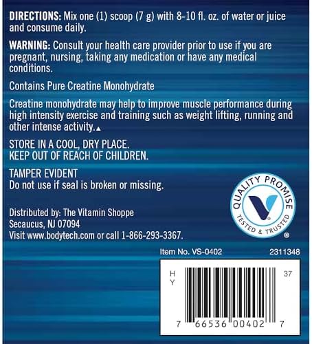 Bodytech 100% Pure Creatine Monohydrate Powder Micronized For Maximum Absorption Supports Muscle Strength & Power Output Cherry Ice (13.58 Oz 55 Servings)