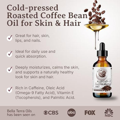 Bella Terra Oils - Roasted Coffee Bean Oil 16Oz - Bask In The Richness Of Coffee Bean Oil For Skin Infused With Vitamin E The Pinnacle Of Skin Nourishment