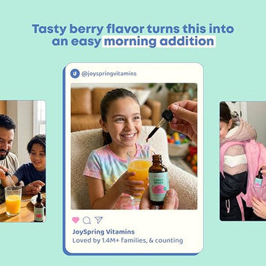 Joyspring Liquid Chlorophyll Drops For Kids | Super Greens For Kids Infused With Elderberry & Chlorophyll For Bad Breath | Sugar Free Body Deodorizing Supplement (1 Fl Oz Berry Flavor 30 Servings)