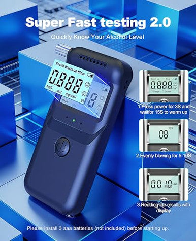 Akefta Breathalyzer 2026 Breathalyzers For Alcohol With Lcd Digital Display Personal Portable Alcohol Breathalyzer Tester With 5 Mouthpieces For Home And Party Use