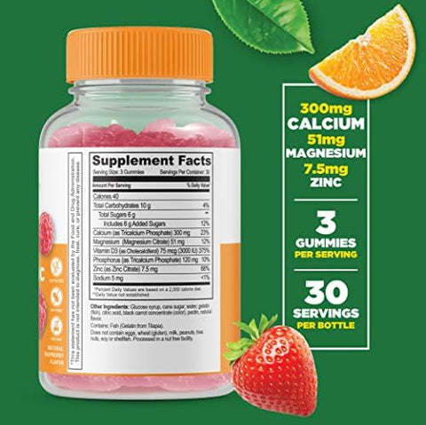 Lifeable Calcium Magnesium Zinc & Vitamin D + Vitamin D 5000 Iu Gummies Bundle Great Tasting Vitamin Supplement Gluten Gmo Chewable