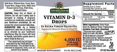 Nature'S Answer Vitamin D-3 Drops 4000 LU 0.5-Ounce 3 count