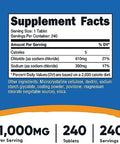 Nutricost Sodium Chloride 1000Mg 240 Tablets Salt Tablets Nongmo Gluten